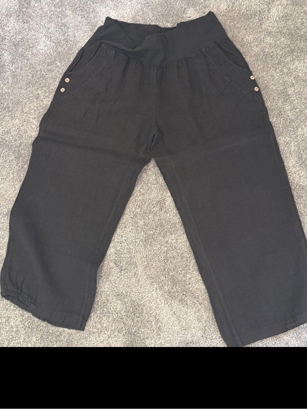 Splendid Iris Women’s Relaxed Capri Linen Pants Black Size L